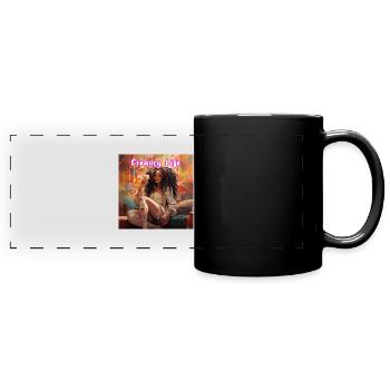 Cremiges Leben - Panorama-Tasse farbig - Schwarz - Vorne