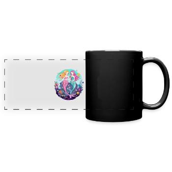 Miki und Mina, die Meerjungfrauen - Panorama-Tasse farbig - Schwarz - Vorne