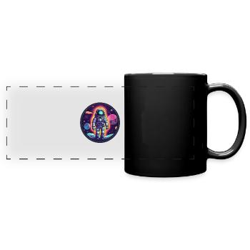 Retro Space Doodle: Astronaut Adventure - Mug panoramique uni - noir - Devant