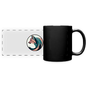 Fuchshund im Kreis bunt - Panorama-Tasse farbig - Schwarz - Vorne