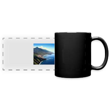 Volcan de l’île tropicale - Mug panoramique uni - noir - Devant
