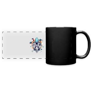 Astronauten - Panorama-Tasse farbig - Schwarz - Vorne
