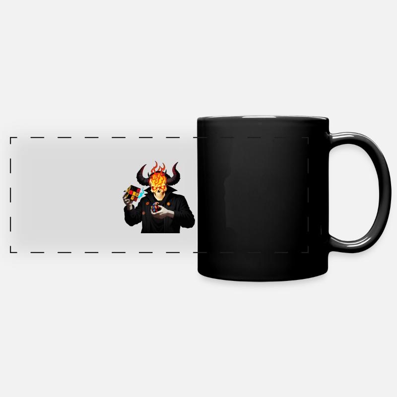 Crâne cornu | Manipuler ses cubes de puzzle - Mug panoramique uni - noir