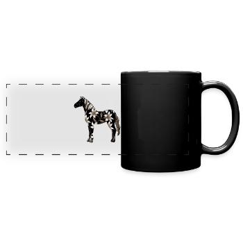 Pferd - Panorama-Tasse farbig - Schwarz - Vorne