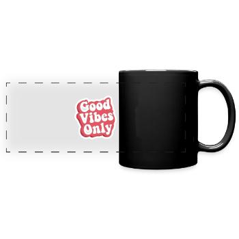 Sprüche - Panorama-Tasse farbig - Schwarz - Vorne