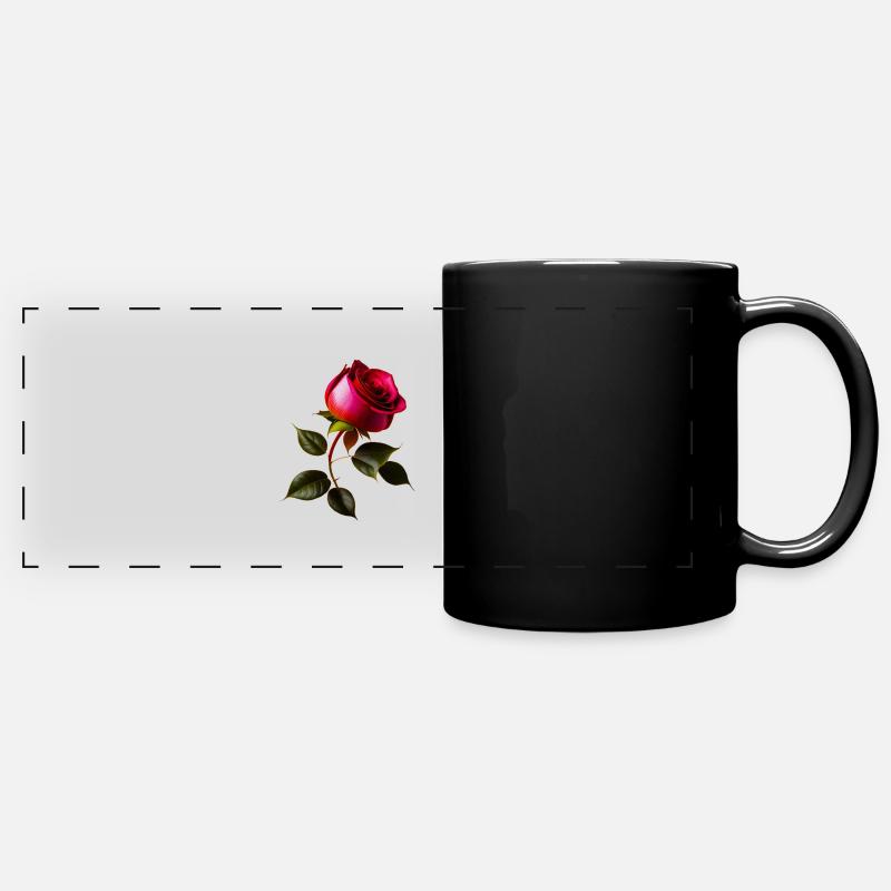 Rose rouge - Mug panoramique uni - noir
