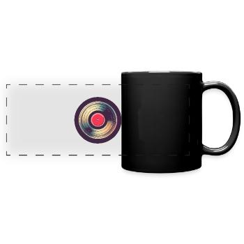 Disque vinyle rétro - Mug panoramique uni - noir - Devant