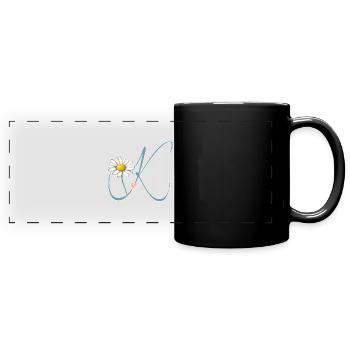 Lettre K Cœur de marguerite - Mug panoramique uni - noir - Devant