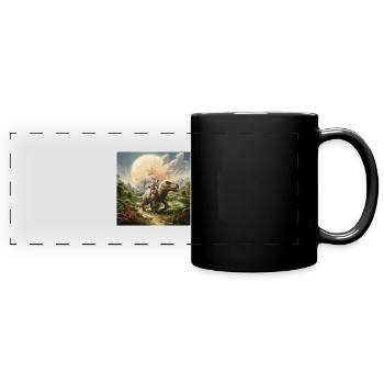 Dino-Welt - Panorama-Tasse farbig - Schwarz - Vorne