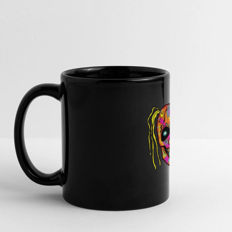 Neon Patchwork Schädel Panorama-Tasse farbig