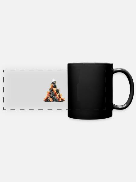 Funkelnder Katzenbaum - Panorama-Tasse farbig - Schwarz