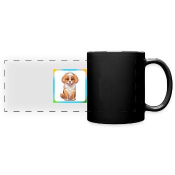 Dessin animé de chien 9 - Mug panoramique uni - noir - Devant