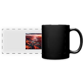 Fluss Landschaft - Panorama-Tasse farbig - Schwarz - Vorne