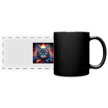 Trippy LSD Katze - Panorama-Tasse farbig - Schwarz - Vorne