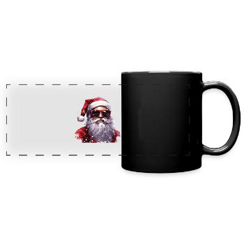 Père Noël avec des lunettes de soleil. Père Noël cool - Mug panoramique uni - noir - Devant