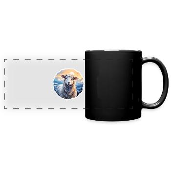 Moutons en hiver - Mug panoramique uni - noir - Devant
