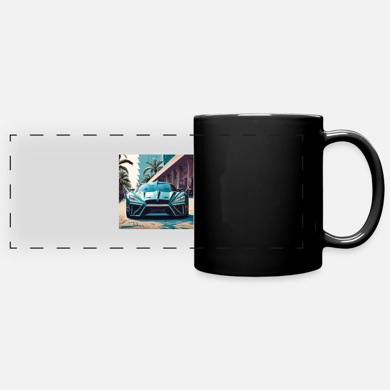 Voiture spatiale bleue à Miami (Miami Collection) - Mug panoramique uni - noir