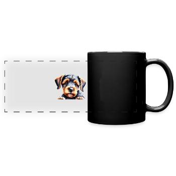 Airedale Terrier Chien Propriétaire Chien Chiot - Mug panoramique uni - noir - Devant