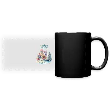 sanfte Pastell- Winterlandschaft 💕 - Panorama-Tasse farbig - Schwarz - Vorne