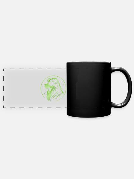 Traumhund Aussie grün - Panorama-Tasse farbig - Schwarz