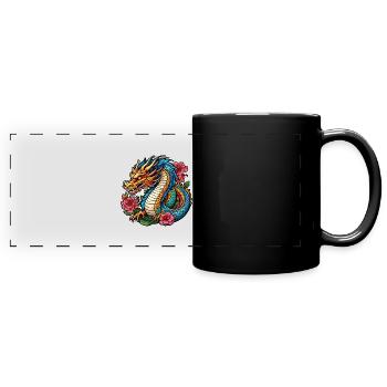 Asiatischer Drache - Japan - Chinesisch - Panorama-Tasse farbig - Schwarz - Vorne