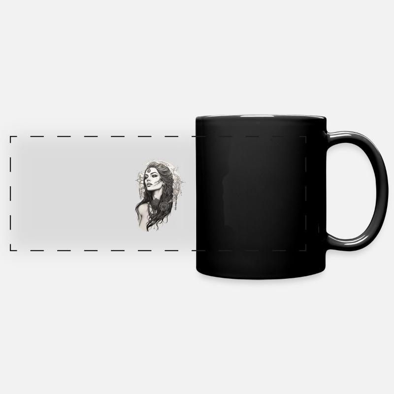 Morrigan from the Celtic - Full Colour Panoramic Mug - black