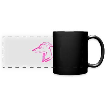 Greyhound Whippet, Dog Head, Drawing Pink - Full Colour Panoramic Mug - black - Front