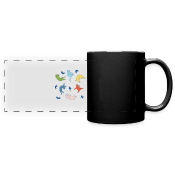 Chute de chats - Mug panoramique uni - noir - Devant