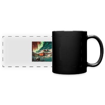 Lichter am Nordpol - Panorama-Tasse farbig - Schwarz - Vorne