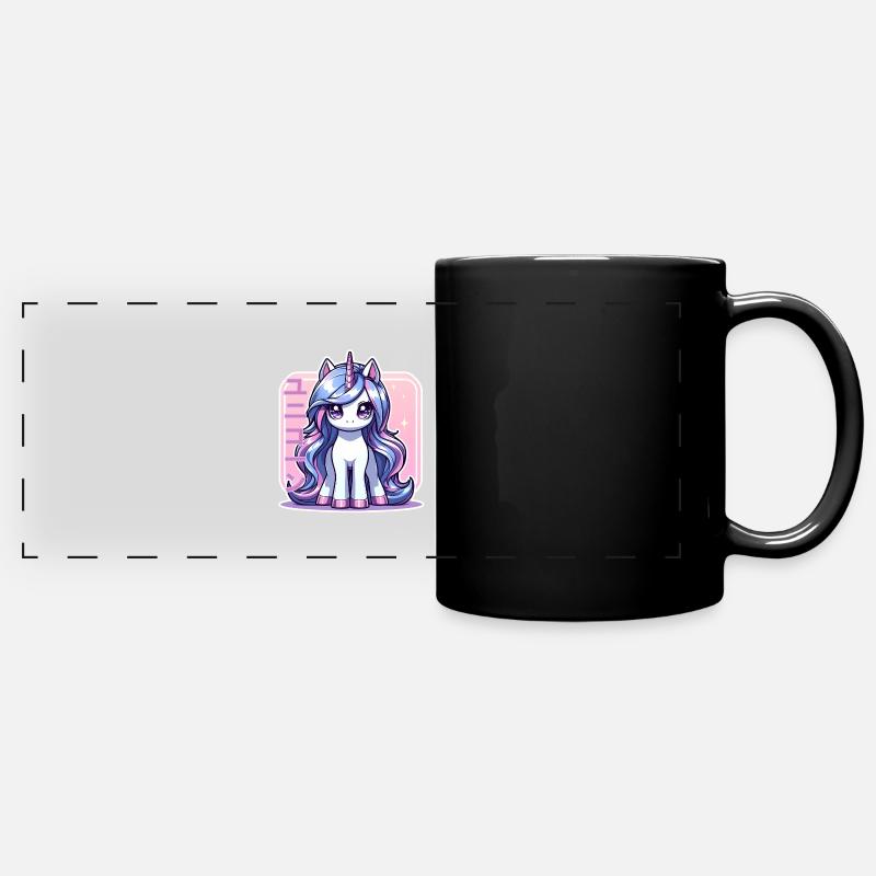Unicorn with Japanese lettering - Full Colour Panoramic Mug - black