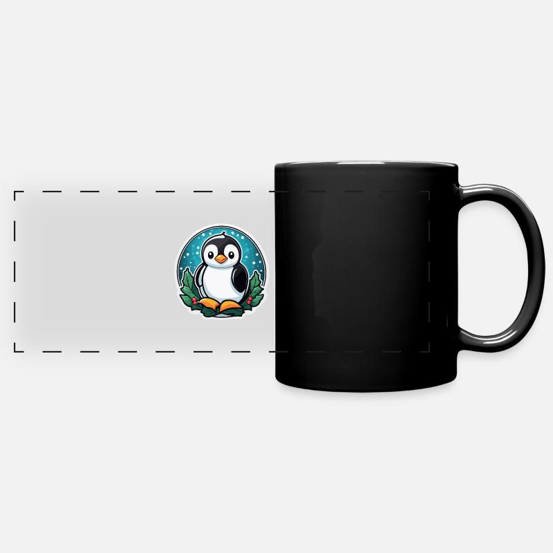 Illustration de Noël pingouin - Mug panoramique uni - noir