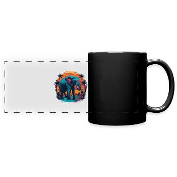 Elefant - Panorama-Tasse farbig - Schwarz - Vorne