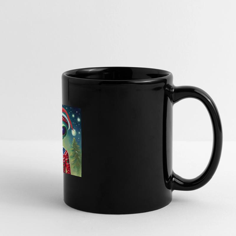 Alien trägt einen hässlichen Weihnachtspullover Panorama-Tasse farbig