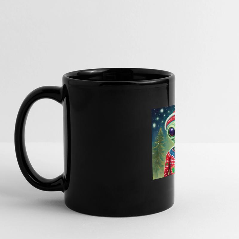Alien trägt einen hässlichen Weihnachtspullover Panorama-Tasse farbig