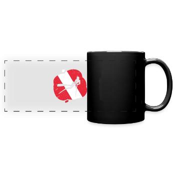 Red White Diving Flag Harpoon Hunting Diver - Full Colour Panoramic Mug - black - Front