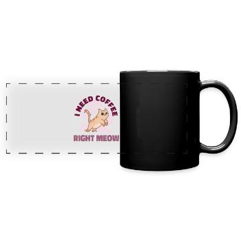 Katzen Kaffee Witzig Samtpfote Miau: Geschenke Cat - Panorama-Tasse farbig - Schwarz - Vorne