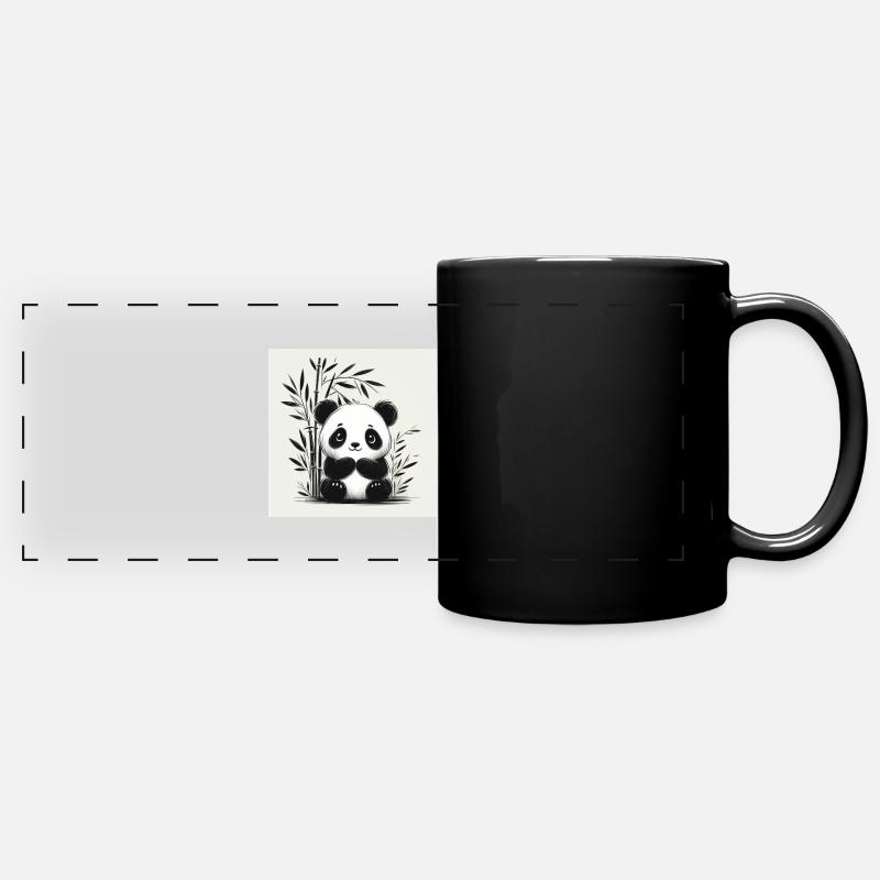 Panda mignon - Mug panoramique uni - noir