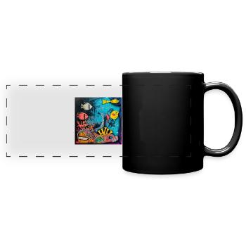 Poisson - Mug panoramique uni - noir - Devant