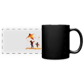 Bald wie ein Profi Drachen steigen lassen - Panorama-Tasse farbig - Schwarz - Vorne