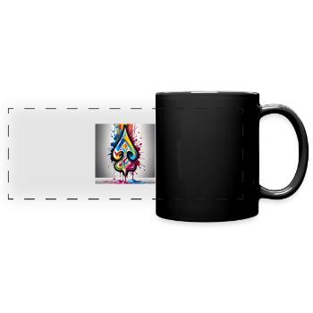 Graffiti-Spaten - Panorama-Tasse farbig - Schwarz - Vorne