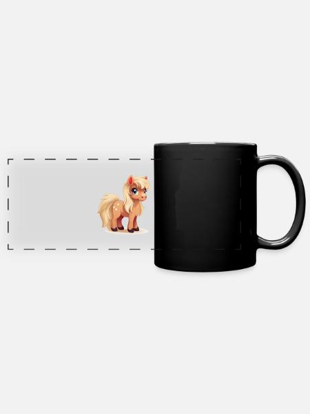 Haflinger love in kawaii style - Full Colour Panoramic Mug - black