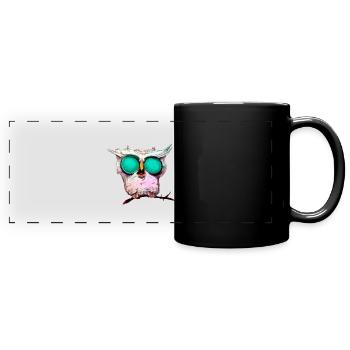 Owl_ 02 - Mug panoramique uni - noir - Devant