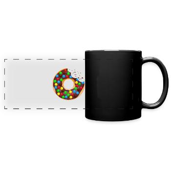 Donut Crunch essen Metzgergebäck 12 34 Q - Panorama-Tasse farbig - Schwarz - Vorne