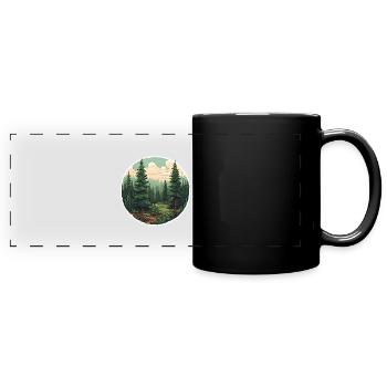 Paysage de sapin - Mug panoramique uni - noir - Devant