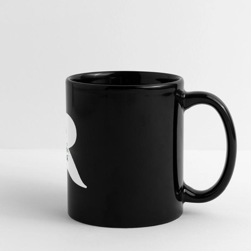 Roter Blumenbuchstabe R Panorama-Tasse farbig