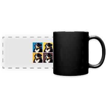 Pop Bouvier bernois chien Portrait - Mug panoramique uni - noir - Devant