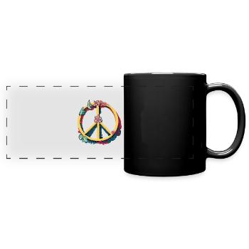 Friedensflug: Blütenzauber mit Schmetterlingen - Panorama-Tasse farbig - Schwarz - Vorne