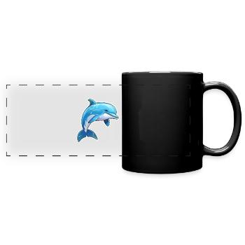 Delfin springend - Panorama-Tasse farbig - Schwarz - Vorne