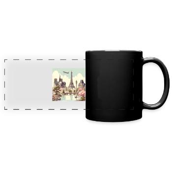 Japon Vintage Ville Paris - Mug panoramique uni - noir - Devant
