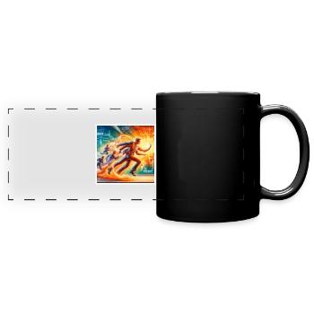 hohe Energie - Panorama-Tasse farbig - Schwarz - Vorne